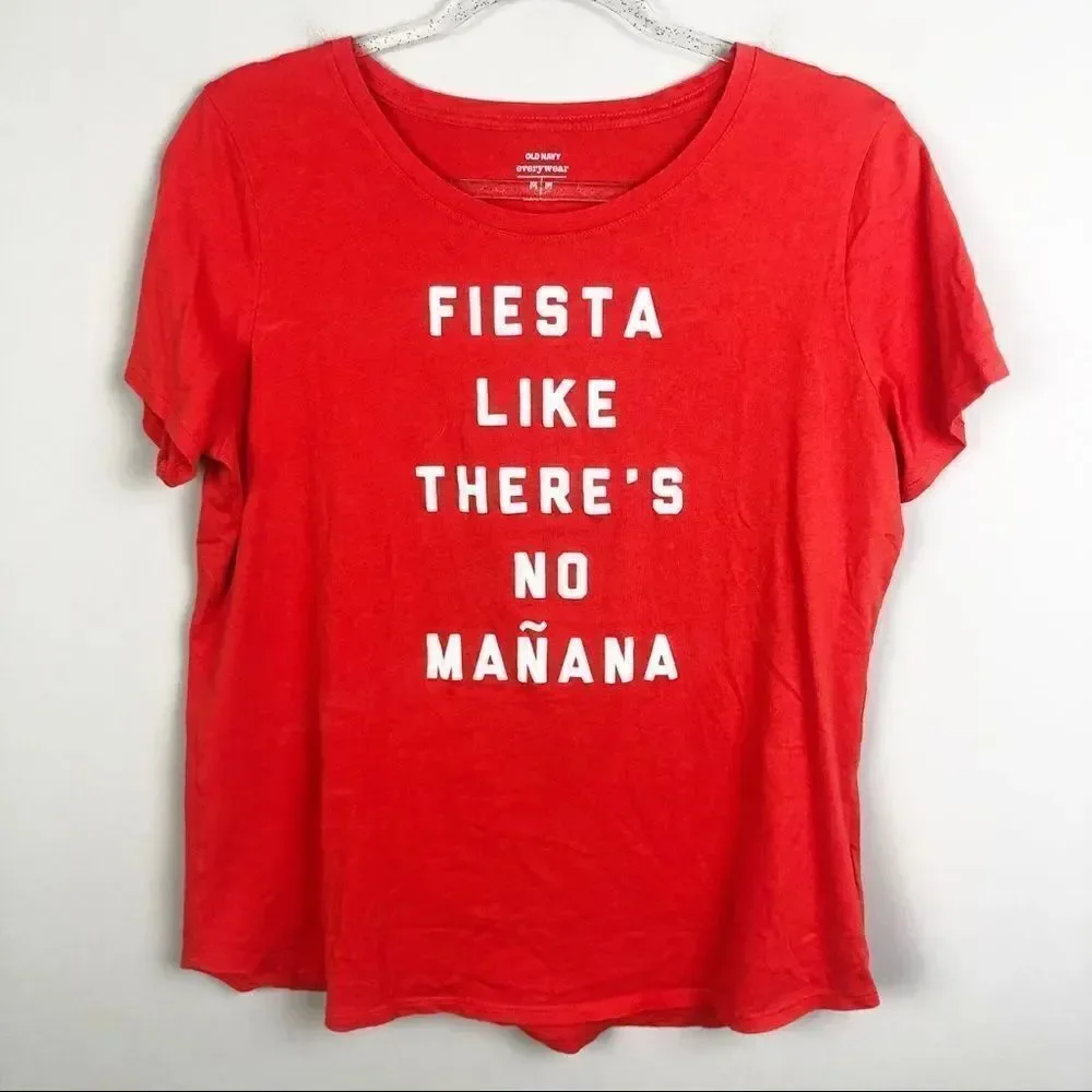 OLD NAVY | Fiesta Like There’s No Mañana Graphic Tee Orange Women’s Size Medium